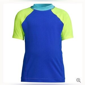 Land’s End Boys Short Sleeve Rash guard in Electric Blue Colorblock| Size: 14/16